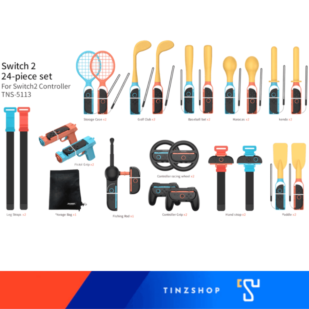 ชุดอุปกรณ์เสริมเกมกีฬา JOY-CON  24IN1 DOBE TNS-5113 พร้อมกระเป๋าเก็บ